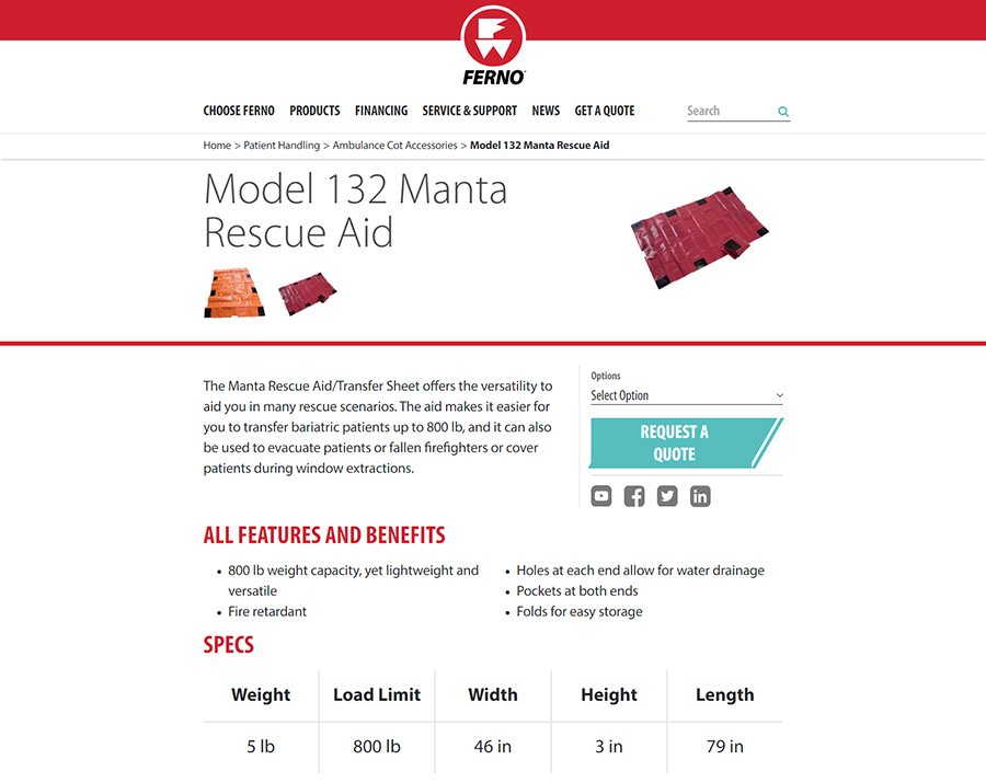 美國進口Ferno 132型Manta救援擔架(圖2)